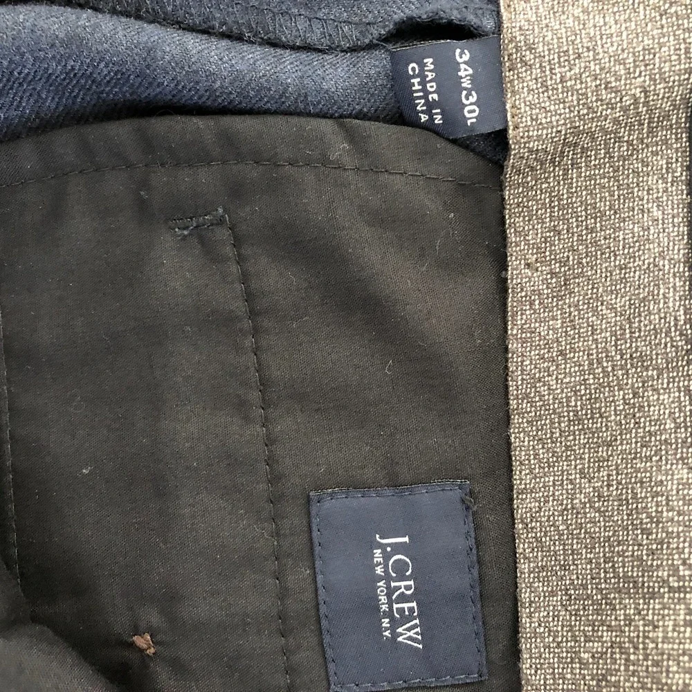 J. Crew Mens Blue Dress Work Flat Front Pants Classic Fit Size 34 x 30-100% Wool